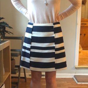 Navy and white striped skirt LOFT 2P